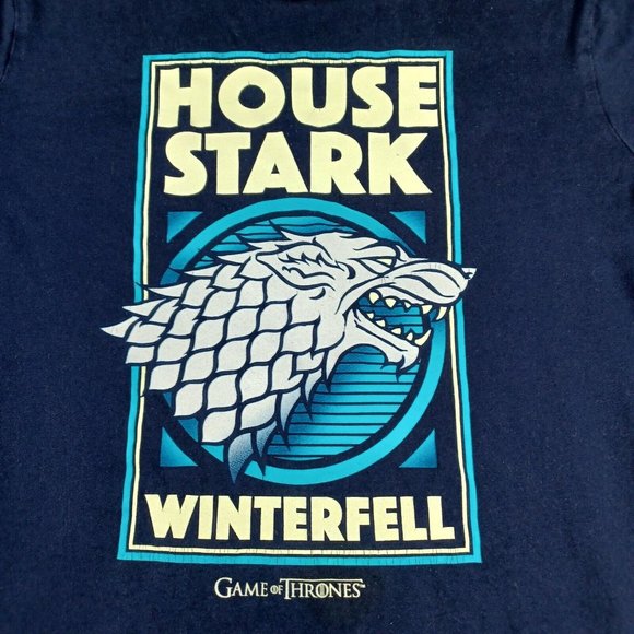 GAME OF THRONES Women's Size XL Navy Blue Graphic T-Shirt House Stark Winterfell - Picture 4 of 8